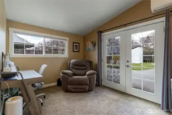 French doors out to patio