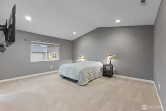 Very large primary with Vaulted ceilings