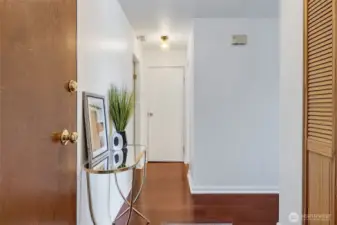 Step in the Condo on a Cherry wood floor.