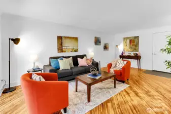 Another view of the spacious living room looking back at the front door.