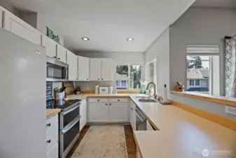 Look how much space this kitchen has! Plenty of counter space for prepping meals.