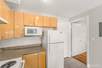 Door to bathroom on right