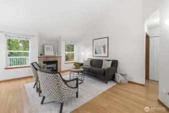 Beautiful bamboo flooring brings a natural, cozy warmth to the main living areas