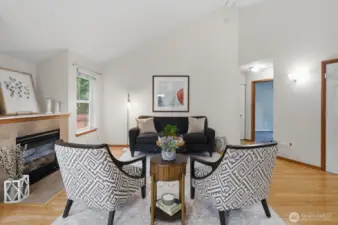 Settle in and enjoy the warm, open feeling of the vaulted ceilings.