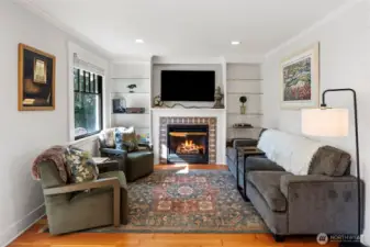 The living room is a cozy gathering place for entertaining guests and enjoying company.
