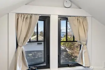 Views of the Sound and Olympic mountains can be enjoyed from the upstairs windows.