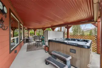 Terrific Lower Level Hot Tub In Patio Area