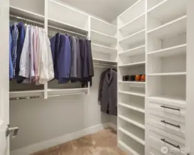 two walk in closets in primary suite