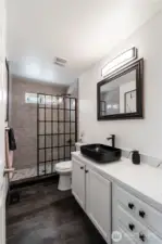 This is the fully remodeled upstairs bathroom.