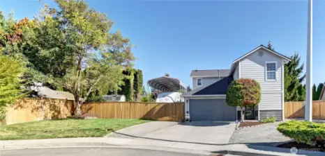 Large front side yard