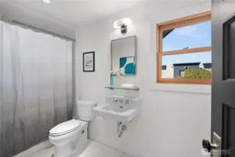 Full bathroom on the upper level
