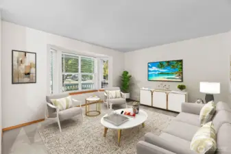This is a virtually staged photo of the front living room.