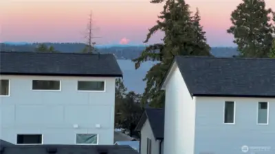 Potential view from future third floor.  Taken while standing at pinnacle of roof. Mt. Baker is in the distance.