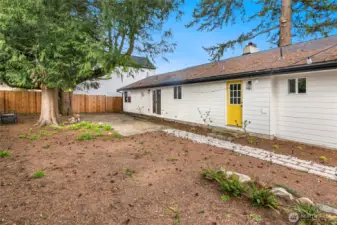 Beautiful, private rear yard space with multiple entertaining spaces.