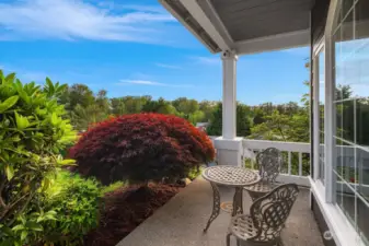 Enjoy this nice front porch with views of the valley below and beautiful sunrises and sunsets.