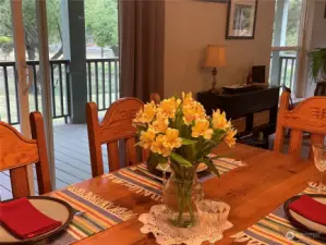 dining area opens to covered deck