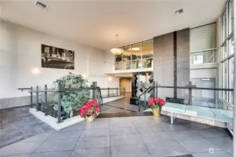 Modern designed main lobby of Marselle Condominium.