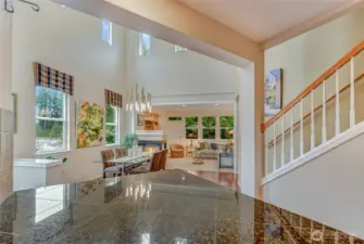 The kitchen is open to the dining and family room so no one is left out of the action.