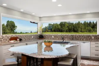 The only thing that might take your eyes off the mountain is the beautiful live edge slab.