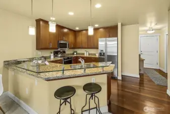 Fantastic kitchen island is great for entertaining.