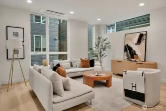 Windows on 4 sides bright light in from all angles.