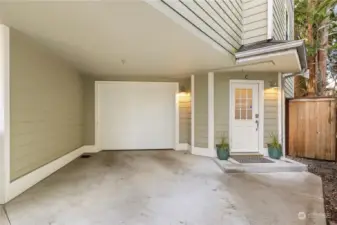 Welcome home! Private 1 car attached garage with driveway parking.