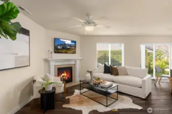 Cozy up in this wide open living room!