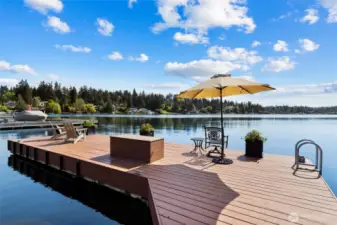 Dock with multiple entertaining areas.