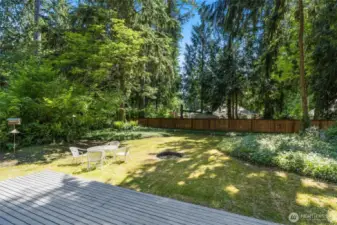 Private treed back yard
