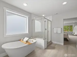 Primary Bathroom with Soaking Tub and Shower
