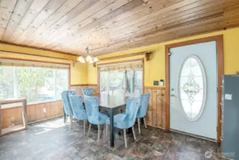 Dining Room Right Off The Front Door. Beautiful Cedar Tongue And Groove Paneling.