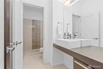 Three-quarter bath on main floor, perfect for guests in the next door room!