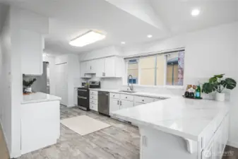 New quartz countertops and backsplash