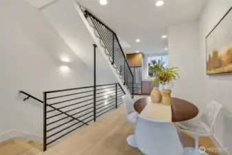 Let's go a level down from the main floor, where there is the entry and another bedroom.