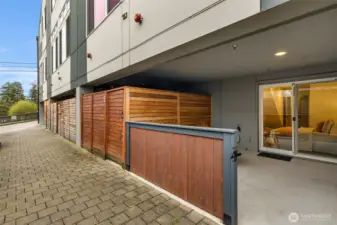 Covered outdoor space; Open on just one side means it's weather protected. Great space for storage or hobbies.