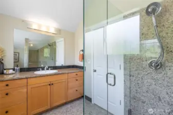 Primary bathroom with walk in shower.