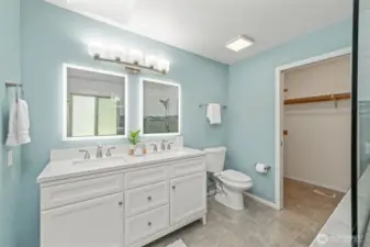 Large walk in closet off the bathroom as well as a linen closet and traditional closet.