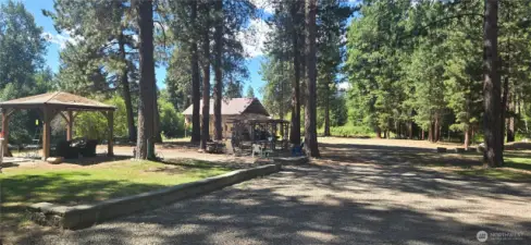 Gazebo & Dry RV at rivers edge, included in sale.