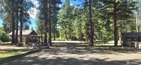 Shower room on the right, dry covered RV at rivers edge on left. Iincluded in sale.