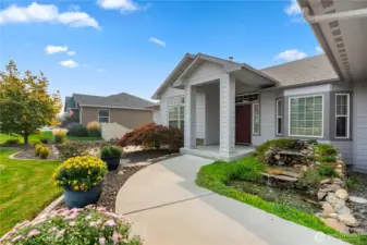 Peacefully sounding water feature welcomes you home.