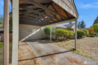 Carport/covered parking near front entry and just steps away from side entry accessing the family room.