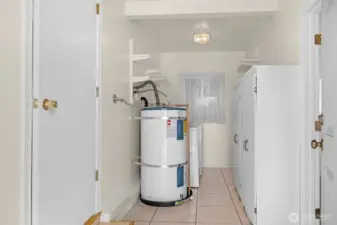 Utility room provides access to patio,backyard and family room.