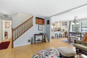 Stairs go up to the bedrooms