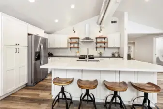 Huge kitchen island with breakfast bar