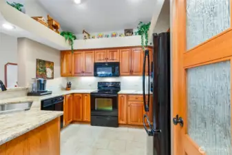 Kitchen w/black appliances