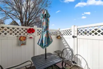 Private vinyl fenced patio