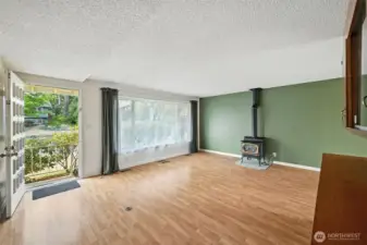 View from living room to front door