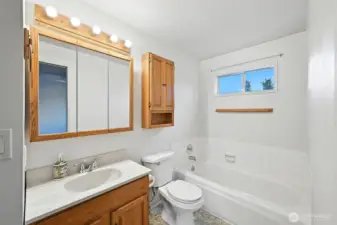 Upstairs Bathroom accessible from hall or bedroom