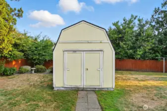 Storage shed in backyard