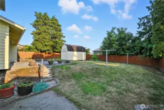 Side view of backyard